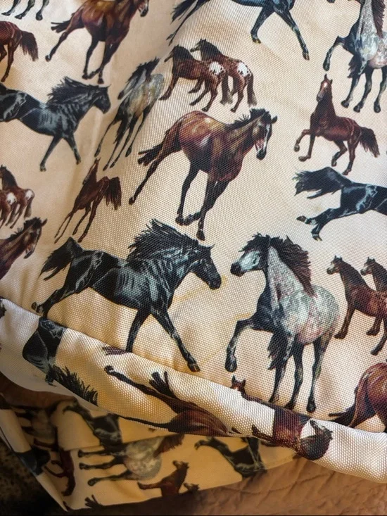 Large Horse Print Crossbody Bag in Cream and Brown - Picture 5 of 5